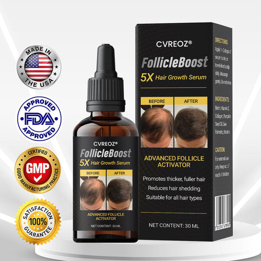 ⭐ CVREOZ® FollicleBoost 5X Hair Growth Serum 🪮